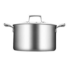 SOGA 2X 22cm Stainless Steel Soup Pot Stock Cooking Stockpot Heavy Duty Thick Bottom with Glass Lid