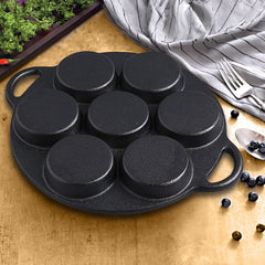 SOGA 2X 31.5cm Cast Iron Takoyaki Fry Pan Octopus Balls Maker 7 Hole Cavities Grill Mold