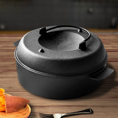 SOGA 2X 28cm Cast Iron Dutch Oven Pre-Seasoned Cast Iron Pot with Lid