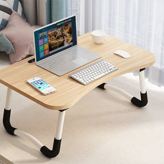 SOGA Walnut Portable Bed Table Adjustable Foldable Bed Sofa Study Table Laptop Mini Desk with Notebook Stand Card Slot Holder Home Decor