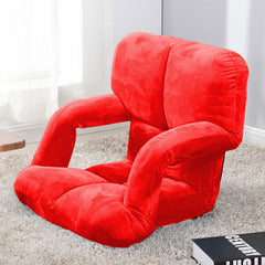 SOGA Foldable Lounge Cushion Adjustable Floor Lazy Recliner Chair with Armrest Red