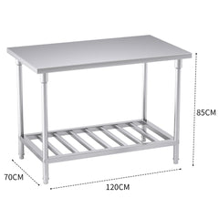 SOGA Commercial Catering Kitchen Stainless Steel Prep Work Bench Table 120*70*85cm