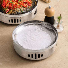 SOGA 28cm Hammered Texture Dry Pot in Natural Silver Color for a Kitchen Essential