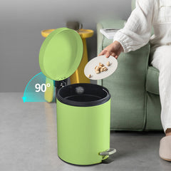 SOGA 4X Foot Pedal Stainless Steel Rubbish Recycling Garbage Waste Trash Bin Round 12L Green