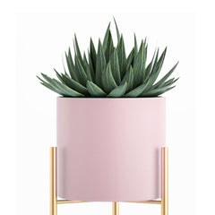 SOGA 2X 2 Layer 60cm Gold Metal Plant Stand with Pink Flower Pot Holder Corner Shelving Rack Indoor Display