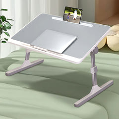 SOGA 60X40cm Grey Small Laptop Bed Portable Foldable Study Table Adjustable