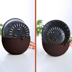 SOGA Coffee Medium Hanging Resin Flower Pot Self Watering Basket Planter Outdoor Garden Decor