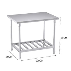 SOGA Commercial Catering Kitchen Stainless Steel Prep Work Bench Table 100*70*85cm