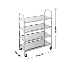 SOGA 2X 4 Tier 950x500x1220 Stainless Steel Kitchen Dining Food Cart Trolley Utility