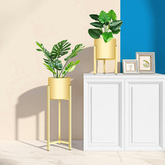 SOGA 4X 60cm Gold Metal Plant Stand with Flower Pot Holder Corner Shelving Rack Indoor Display