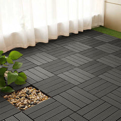 SOGA 2X 11 pcs Grey DIY Wooden Composite Decking Tiles Garden Outdoor Backyard Flooring Home Decor