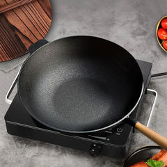 SOGA 2X 31cm Commercial Cast Iron Wok FryPan Fry Panl