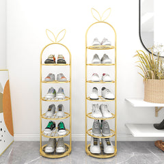 SOGA 7 Tier Bunny Ears Gold Plated Metal Shoe Organizer Space Saving Portable Footwear Storage Shelf