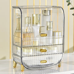 SOGA 2X 3 Tier Transparent Multifunctional Countertop Cosmetic Storage Makeup Perfume Skincare Display Stand Shelf Drawer Type Organiser