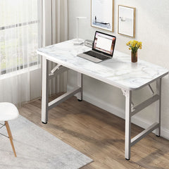 SOGA 2X 120x60x75cm White Foldable Computer Study Table Easy Assembly Desk No Chair