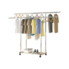 SOGA 2X 120cm Stainless Steel Floor-Standing Clothes Rack - Durable and Space-Saving Laundry Organizer