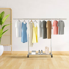 SOGA 2X 240cm Stainless Steel Floor-Standing Clothes Rack - Durable and Space-Saving Laundry Organizer