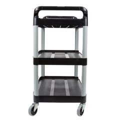 SOGA 3 Tier Food Trolley Food Waste Cart Storage Mechanic Kitchen Black 83.5x43x95cm Small