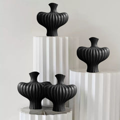 SOGA 2X 28X30cm Ornament Large Matte Black Vases Countertop Decoration Accessories Porch Crafts Home Decor