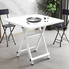 SOGA 2X White Dining Table Portable Square Surface Space Saving Folding Desk with Lacquered Legs  Home Decor