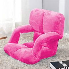 SOGA 2X Foldable Lounge Cushion Adjustable Floor Lazy Recliner Chair with Armrest Pink