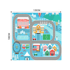 SOGA 2X 120cm Kids Rug Street Map Play Mat Educational Baby Theme Park Area Rugs