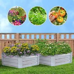 SOGA 2X 60cm Hexagon Shape Galvanised Raised Garden Bed Vegetable Herb Flower Outdoor Planter Box