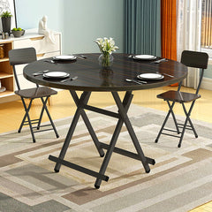 SOGA Black Dining Table Portable Round Surface Space Saving Folding Desk Home Decor