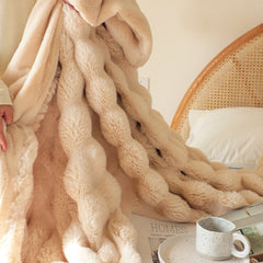 SOGA 160X200cm Throw Blanket Coffee Double Layer Rabbit Fur Cozy Comfort with Stylish Decor