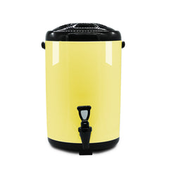 SOGA 8X 8L Stainless Steel Insulated Milk Tea Barrel Hot and Cold Beverage Dispenser Container with Faucet Yellow