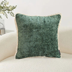 SOGA 2X 45cm Jade Green Home aesthetic chenille texture tassel square Throw Pillow