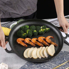 SOGA Dual Burners Cooktop Stove 30cm Cast Iron Skillet and 34cm Induction Crepe Pan Cookware