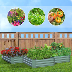 SOGA 2X 120x60cm Rectangle Galvanised Raised Garden Bed Vegetable Herb Flower Outdoor Planter Box