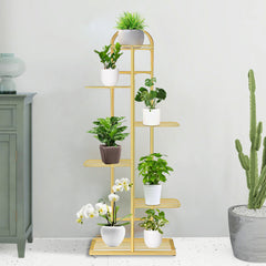 SOGA 2X 6 Tier 7 Pots Gold Metal Plant Stand Flowerpot Display Shelf Rack Indoor Home Office Decor