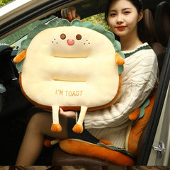 SOGA 2X Cute Face Toast Bread Cushion Stuffed Car Seat Plush Cartoon Back Support Pillow Home Decor