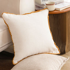 SOGA 45cm Warm Wood Tone & Apricot Shell Edged Square Throw Pillow