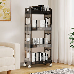 SOGA 2X 38x24cm Black 4 Tier Bookshelf & Cosmetic Storage Organizer Trolley Rack