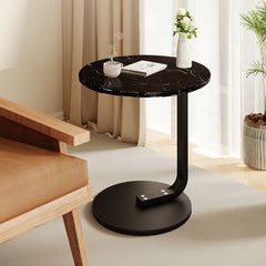 SOGA 2X 50cm Black Marble Mini Side Table Movable Lightweight w/ Black Frame