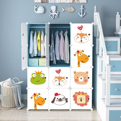 SOGA 10 Cubes DIY Animal Design Portable Wardrobe Divide-Grid Modular Storage Organiser Foldable Closet