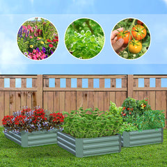 SOGA 2X 100cm Square Galvanised Raised Garden Bed Vegetable Herb Flower Outdoor Planter Box