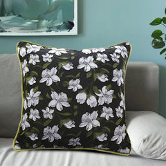 SOGA 45cm Subtle Foliage Green Pillow Subtle Orchid Blossom Square Throw Pillow