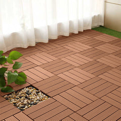 SOGA 2X 11 pcs Red Brown DIY Wooden Composite Decking Tiles Garden Outdoor Backyard Flooring Home Decor