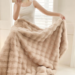 SOGA 2X 200cm Light Camel Fur Fuzzy Super Soft and Cozy Fluffy Throw Blanket