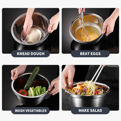 SOGA 5Pcs Deepen Polished Stainless Steel Stackable Baking Washing Mixing Bowls Set Food Storage Basin