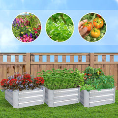 SOGA 2X 100cm Square Galvanised Raised Garden Bed Vegetable Herb Flower Outdoor Planter Box