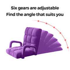 SOGA Foldable Lounge Cushion Adjustable Floor Lazy Recliner Chair with Armrest Purple