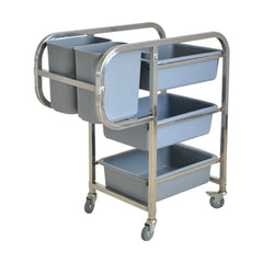 SOGA 82x43x92cm Square 3 Tier Food Trolley Food Waste Cart Five Buckets Kitchen Food Utility