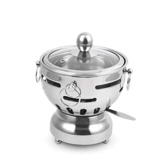 SOGA 2X Stainless Steel Mini Asian Buffet Hot Pot Single Person Shabu Alcohol Stove Burner with Glass Lid