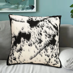 SOGA 45cm Light Vintage Leopard Print Black & White Ink Splatter Wide-Edge SquareThrow Pillow