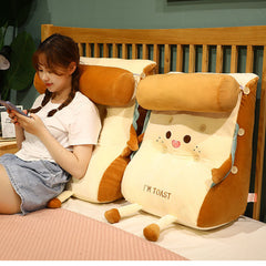 SOGA Cute Face Toast Bread Wedge Cushion Stuffed Plush Cartoon Back Support Pillow Home Decor